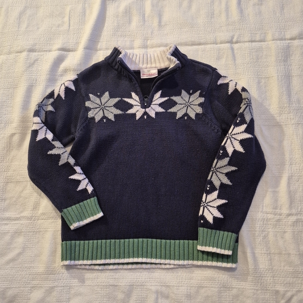 Hanna Andersson size 120 or 6/7 boys pullover sweater 1/4 zipper VGUC